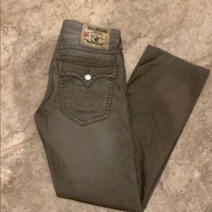 True religion olive green corduroy material